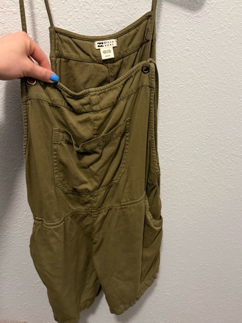 Billabong Olive Green Women's Short Overalls Romper